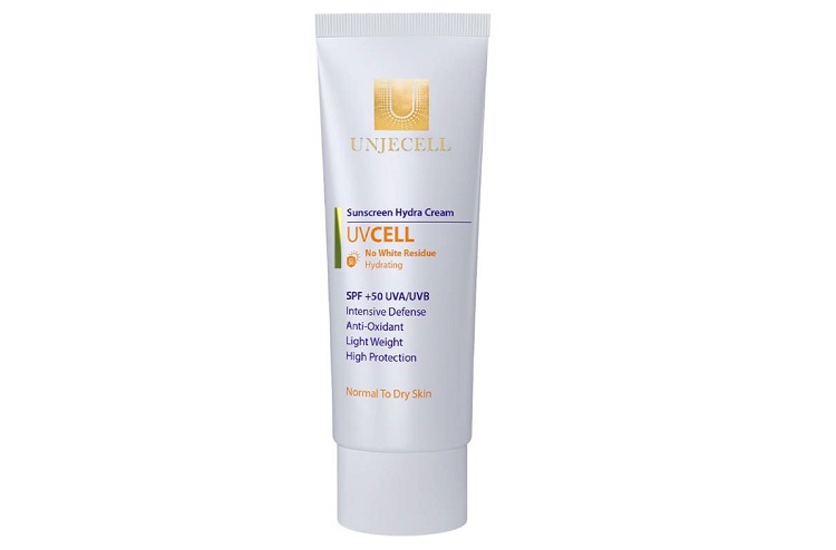 کرم ضد آفتاب بی رنگ مرطوب کننده آنژسل مناسب برای پوست خشک با SPF50+